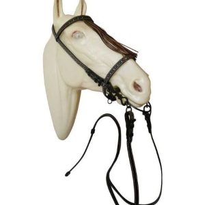 CABEZADA VAQUERA REPUJADA IMPORT. RIENDA NEGRA FULL