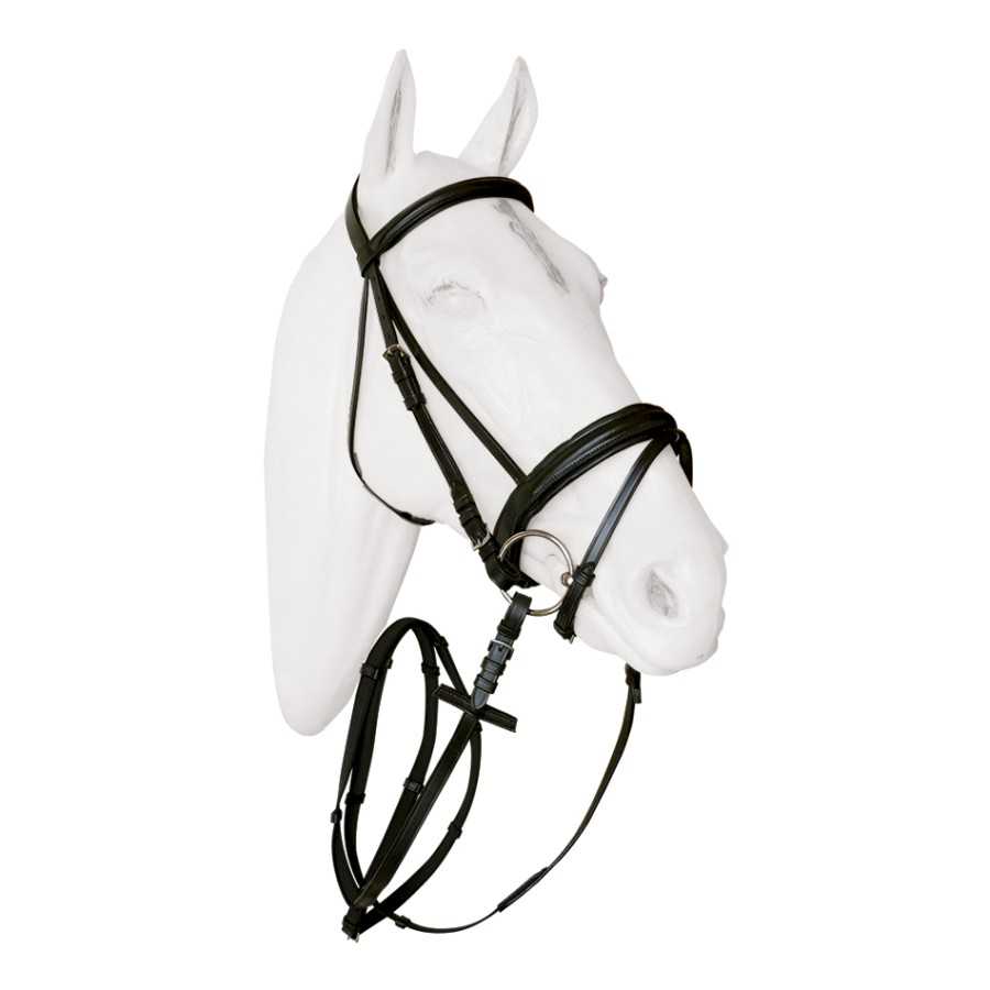 CABEZADA CON RIENDAS DE CINTA DE GOMA Y CIERRABOCAS