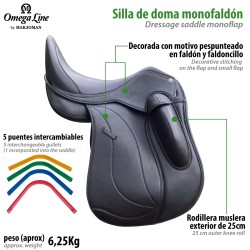Silla de doma Omega Line monofaldón muslera con puentes intercambiables - Imagen 3